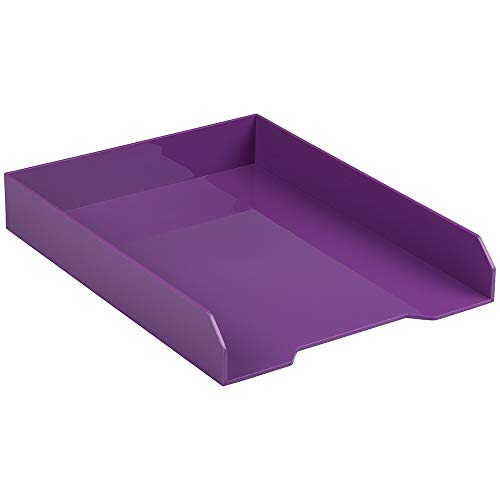 JAM PAPER Stackable Paper Trays - Purple - Desktop Document, Letter, & File Organizer Tray - Sold Individually - color: Purple, size: Pack of One (1) Tray