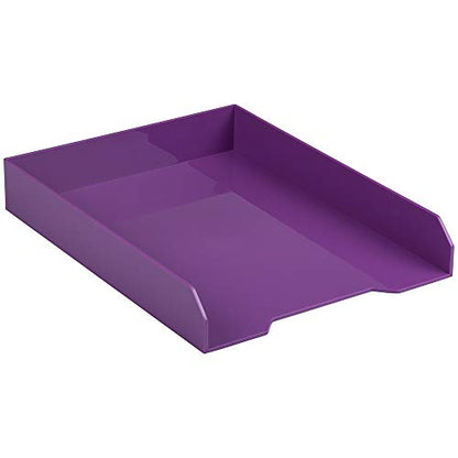 JAM PAPER Stackable Paper Trays - Purple - Desktop Document, Letter, & File Organizer Tray - Sold Individually - color: Purple, size: Pack of One (1) Tray