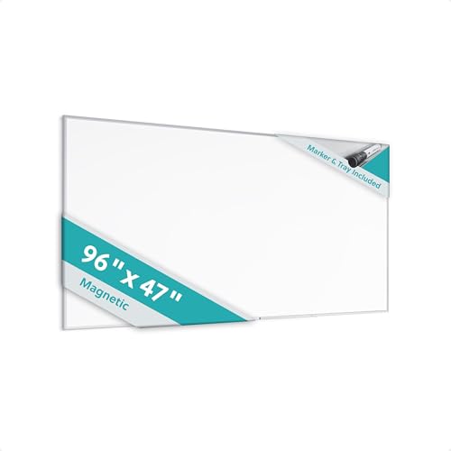 U Brands Dry Erase White Board, 96" x 48", Magnetic, Aluminum Frame - size: 96"W x 47"H
