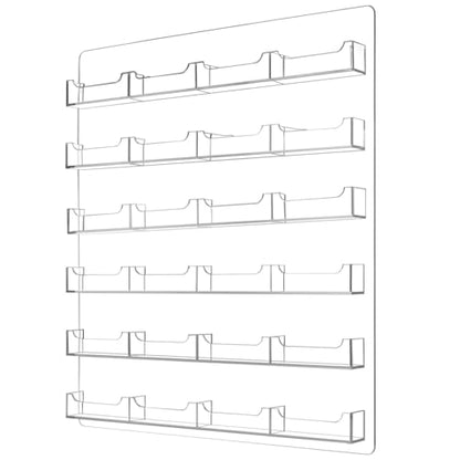 QWORK Acrylic Business Card Holder Wall Mount, 24 Pockets, Clear Sticker Display, Multi-Pocket Rack Organizer for Office & Home Use, Includes Screws, Expansion Tubes