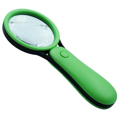 Green LED Magnifying Glass with Light, Senior Reading Aids, Lightweight Handheld Pocket Magnifier, Non-Breakable Lens, Portable Easy to Use, Jewellery, Coins, Inspection & Hobby Exploration - color: Green