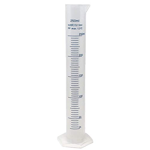 250ml Plastic Graduated Cylinder, Printed and Molded Graduations, Single Metric Scale, Polypropylene, Karter Scientific 237M2 (Single) - size: 250ML, style: PACK OF 1