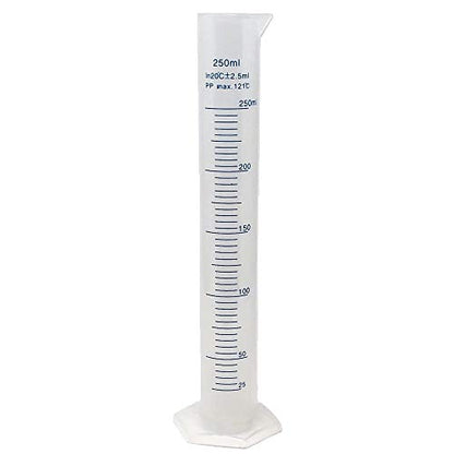 250ml Plastic Graduated Cylinder, Printed and Molded Graduations, Single Metric Scale, Polypropylene, Karter Scientific 237M2 (Single) - size: 250ML, style: PACK OF 1