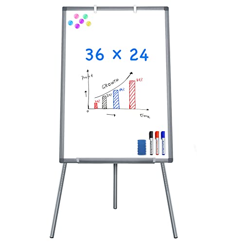 Maxtek Easel Whiteboard 36 x 24, Stand Tripod with Height Adjustable, Gray - style: 36x24 Gray