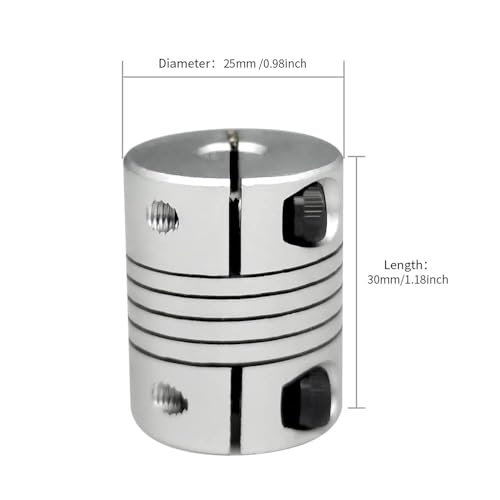 10mm to 12mm Beam Coupling Shaft Coupler 30mm Length 25mm Diameter Aluminum Alloy Joint Connector for Stepper Motor 3D Printer CNC Machine DIY Encoder - size: 10mm to 12mm