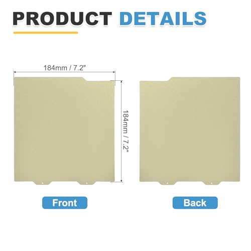 MECCANIXITY PEI Build Plate 184x184mm, Double Side Gold Textured PEI Sheet Spring Steel Build Plate for Bambu Lab P1P/P1S /X1/X1C/A1 3D Printer - size: 184x184mm, style: Double Side Gold PEI