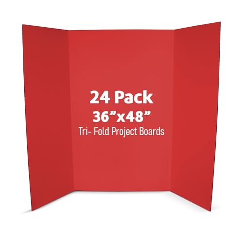 Flipside Products 36” x 48” Project Boards for Presentations, Science Fair, School Projects, Event Displays and Trifold Picture Board, Proudly Made in USA – Red - 24 Pack - color: Multicolor, size: 24 Pack