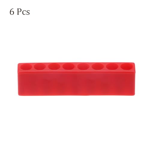 HARFINGTON 6pcs Plastic Hex Shank Screwdriver Bit Holder Organizer 8 Holes 1/4 Inch Plastic Drill Bits Storage Case for Any 1/4" Hex Shank Metal Driver Bits Use, Red - style: 8 Holes