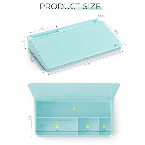 TOWON Compact Glass Desktop Whiteboard with Storage 12x7 in, Teal Blue - color: Teal Blue