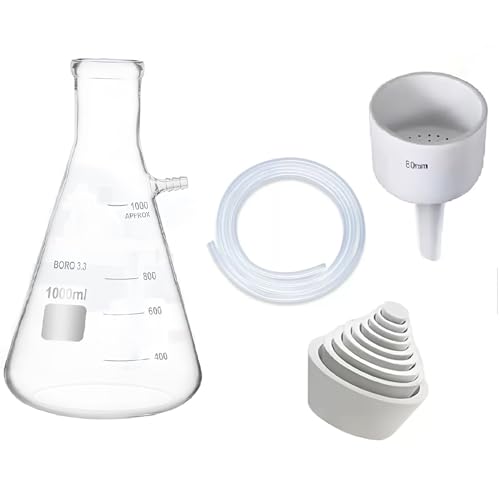 Brinell Funnel Filter Set, 80mm Funnel, 1000ml Beaker Bottle, Glass Flask