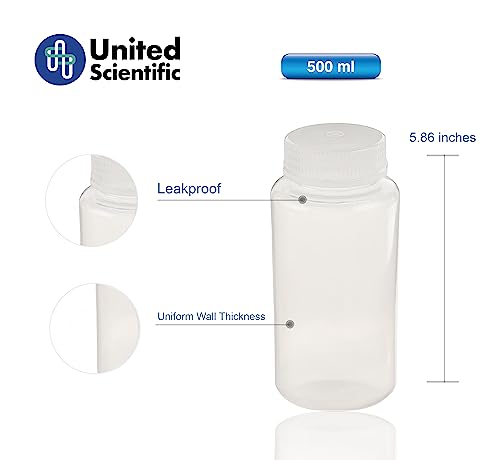 United Scientific™ Sample Bottles with Lids, Polypropylene, 500ml, 24-Pack - size: 16 oz (Pack of 24)