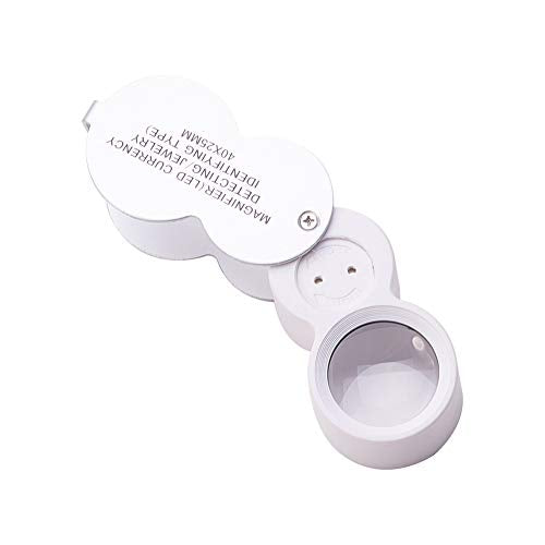 Othmro 1Pcs Magnifier 40X Whistle Shape LED Illuminated Foldable Jewelry Loupe Magnifying Glass Silver - color: A 40x/25mm