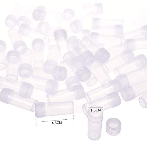 5ml Plastic Test Tubes Small Bottle Vial Storage Vial Storage Container for Lab -50pcs - color: Clear