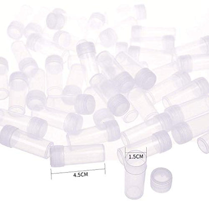5ml Plastic Test Tubes Small Bottle Vial Storage Vial Storage Container for Lab -50pcs - color: Clear