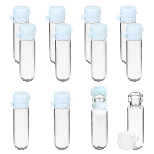 PATIKIL Clear Glass Vials w/Snap Top Cap 3ml Blue, 12Pcs - color: Blue, size: 3ml