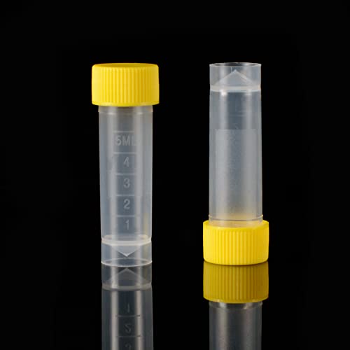 80Pcs 5ml Plastic Graduated Vial Sample Bottle Container with Yellow Caps