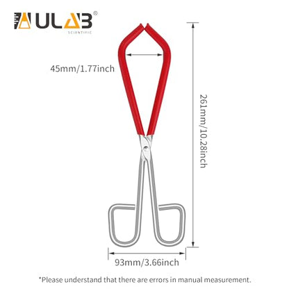 Ulab Lab Beaker Tongs, Red Rubber Coated Ends, Nickel Plated 1/4" Steel, for 50mL - 2000mL Capacity Beaker, USC1002 - style: Lab Beaker Tong -1PC