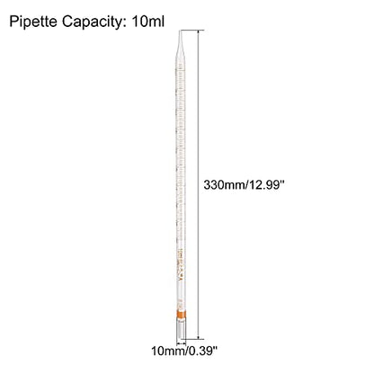 PATIKIL Graduated Dropper Pipettes, 4 Pcs 10ml Reusable Borosilicate Glass Pipette for Transfer Liquid for Laboratory, Chemistry, Clear (Pack of 2) - size: 10ml (Pack of 2)