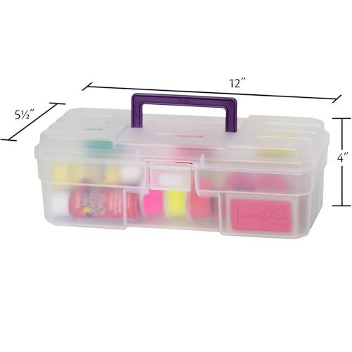 Akro-Mils 12-Inch ProBox Plastic Art Supply, Hobby or Craft Storage Toolbox, Model 09912CLPUR, (12" x 5-1/2" x 4"), Clear
