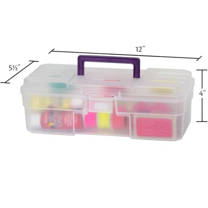 Akro-Mils 12-Inch ProBox Plastic Art Supply, Hobby or Craft Storage Toolbox, Model 09912CLPUR, (12" x 5-1/2" x 4"), Clear
