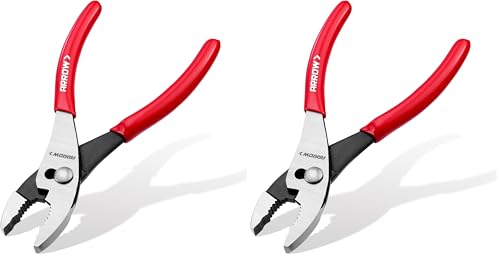 ARROW 8" Slip Joint Pliers, Pliers Tool with Thick Dip-Grip Handle, Strong Grip Jaws, High Carbon Steel, Pliers for Gripping, Loosening Nuts and Bolts, Cutting Steel Wire (Pack of 2) - size: 8 Inch (Pack of 2)