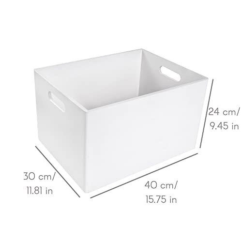 Creative Deco XXL White Wooden Crate Nesting Crate Handles - color: White, size: XXL