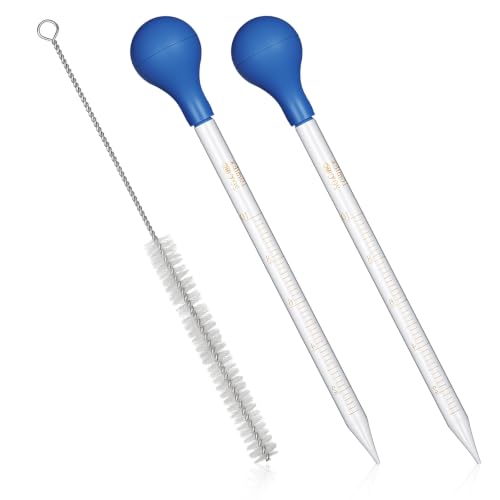 Glass Pipette 2Pcs 10ml Dropper with Rubber Hats, Cleaning Brush