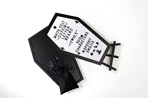 Nomnu Coffin Letter Board, White Goth Decor w/Bat Stickers, Spooky Emojis - color: White