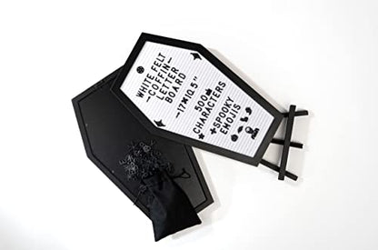 Nomnu Coffin Letter Board, White Goth Decor w/Bat Stickers, Spooky Emojis - color: White