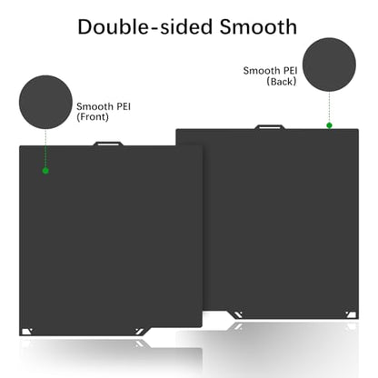 1 PCS Double-Sided Smooth PEI Build Plate for Elegoo Centauri Carbon & Centauri Carbon 2, Mirror Finish Spring Steel Bed, for PLA/PETG/ABS, Flexible Magnetic Removable 3D Printer Platform Black