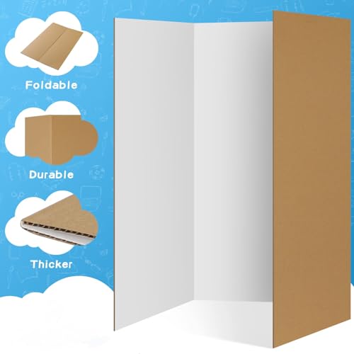 VinTS 4 PCS 36" x 48" Trifold Poster Board,White Display Tri-fold Cardboard