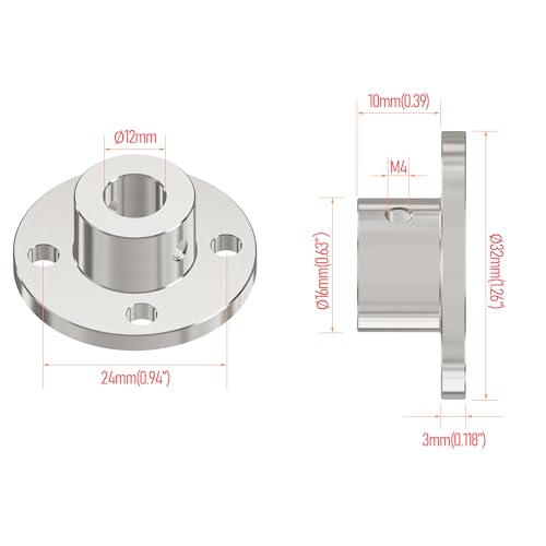 2Pcs 12mm Flange Shaft Coupling, Rigid Coupling - size: 12mm id-18mm od