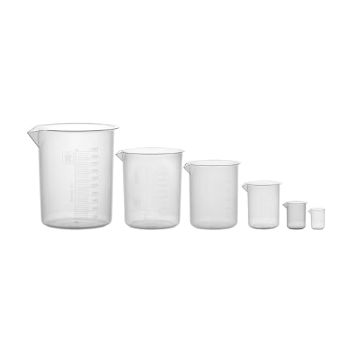 Eisco Labs CH0137H Polypropylene Beaker Set of 50 mL, 100 mL, 250 mL, 500 mL, 1000 mL