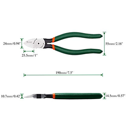 SPEEDWOX Side Cutters 7 Inch Wire Flush Cutters Angled Wire Cutting with Spring Functional Precision Tools for Cutting Electronics Wires Handmade and Any Clean Cut Needs - size: 7"