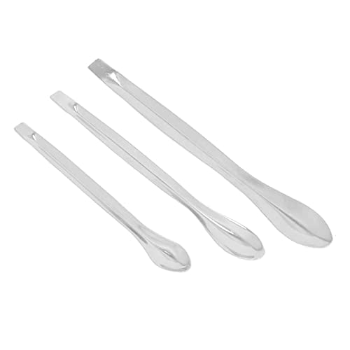 Generic 12Pcs Laboratory Spatula, Stainless Steel Micro Scoop Dual Head Design with Polished Long Handle and Cloth Bag, for Experiment Lab Home Use