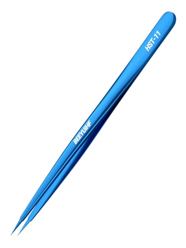 Precision Tweezers, Stainless Steel Fine-Pointed Tweezers for Electronics, Crafts, Soldering, PCB Rework, Repair, Laboratory Work, and Jewelry-Making Tweezers #HST-11