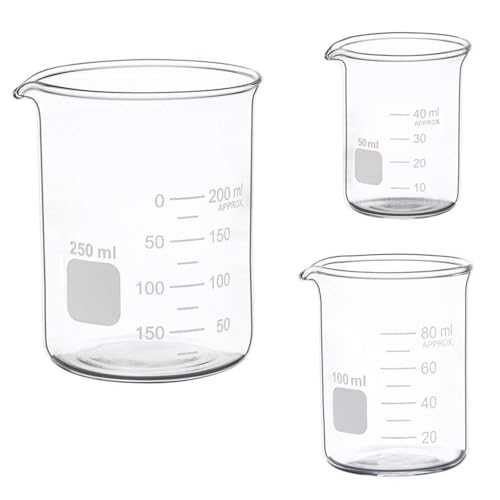 Glass Measuring Low Fomm Beaker Set with 6Pcs Glass Stir Sticks