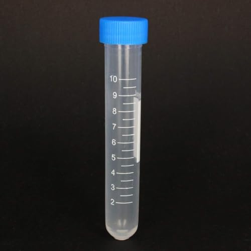 10mL Centrifuge Tubes,200PCS Round Tubes Sterile,Leak-Proof Screw Caps(Blue), Plastic Container with Graduated and Write Marks, Non-pyrogenic, DNase/RNase Free, Human DNA-Free (Bag Pack) - size: 10ml-Round