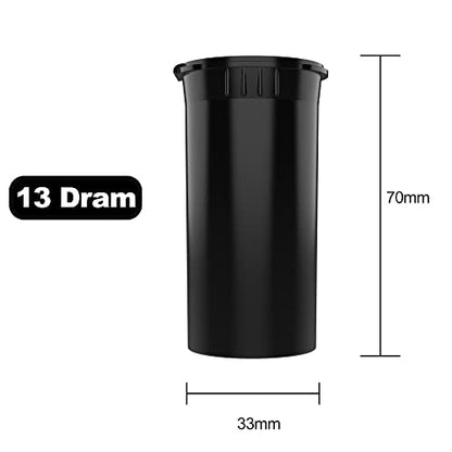 Dragon Chewer 13 Dram CR Plastic Packaging Pop Top Containers - Child Resistant Travel Holder Vial Bottles - 315 qty (Black) - color: Black