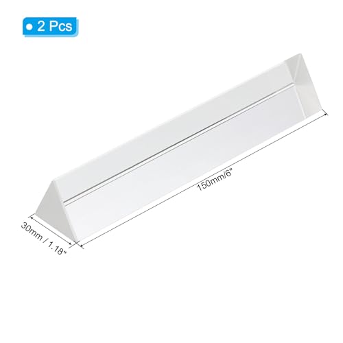 PATIKIL 150mm/6 Inch Triangular Prism, 2 Pack Glass Optical Crystal Rainbow Prism for Photography Physics Lights Taking Photo, Clear - size: 150mm/6 Inch