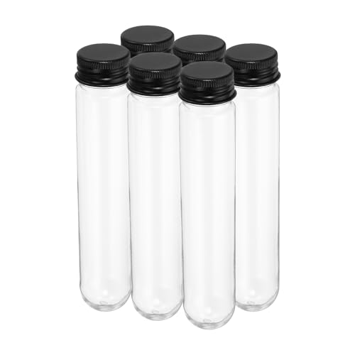 PATIKIL 80ml Plastic Test Tubes with Screw Caps, 6Pcs 156x30mm Tubes for Scientific Party Decoration Candy Bead Storage Bath Salt Lab Use, Black - color: Black, size: 80ml