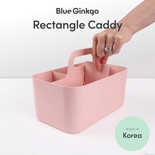 BLUE GINKGO Stackable Organizer Caddy, Rectangle, Pink, Made in Korea - color: PINK, size: Rectangle