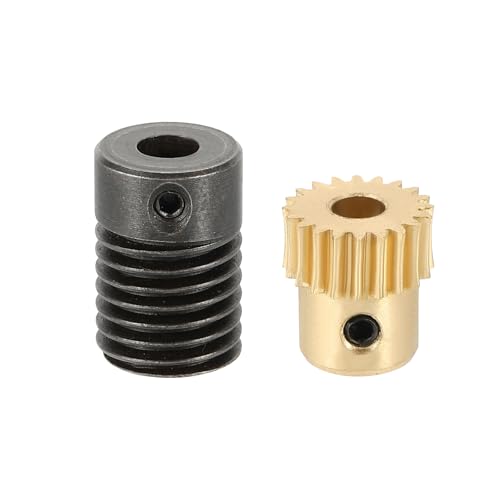 uxcell Worm Gear Set 20T 0.5 Module 20:1 Reduction Rate, Right Rotation Drive Gear Box Wheel Reduce Transmission Part (Brass Gear-4mm Bore, #45 Steel Rod 5mm Bore) - size: Gear-4mm, Rod-5mm Bore, style: 0.5M-20T