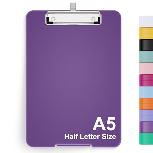 Hongri A5 Clipboard with Storage, Metal Retractable Pen Holder, Dark Purple - color: Dark Purple