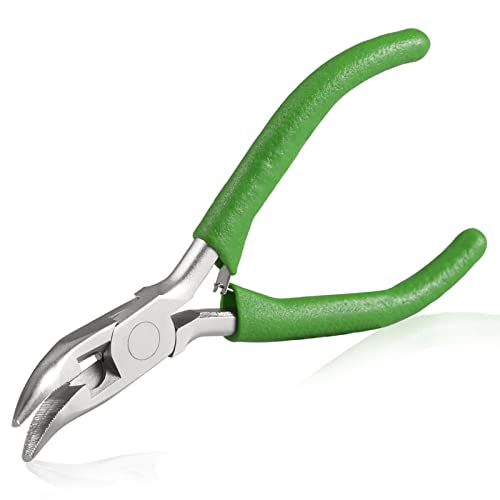 SPEEDWOX Mini Curved Nose Pliers with Serrated Jaw and Chain Cutter - 5 Inch Long Nose Pliers for Crafts, Jewelry Repair & Wire Jewelry Making - style: Angled nose pliers with cutter