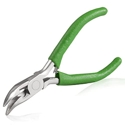 SPEEDWOX Mini Curved Nose Pliers with Serrated Jaw and Chain Cutter - 5 Inch Long Nose Pliers for Crafts, Jewelry Repair & Wire Jewelry Making - style: Angled nose pliers with cutter