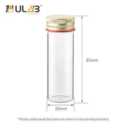 ULAB Scientific Sample Tubes 25ml with Screw Caps, Small Spice Containers 1oz, Makarthy, 3.3 Borosilicate Glass Tubes, Caps in Aluminum Material, Pack of 12, UTT1005 - style: Vol.25ml with Aluminum Screw Caps, 12pcs