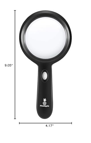 Magnifying Glass with Light, 10X Lighted Magnifier Handheld, Large Magnifying Glass for Reading, Seniors, Macular Degeneration, Elderly