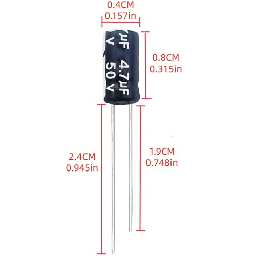 Electrolytic Capacitor YYipdian 4.7uF 50V 4x7mm High Temperature Resilience Aluminum Capacitors (Pack of 20) - size: 4.7uF 50V 4x7mm 20PCS
