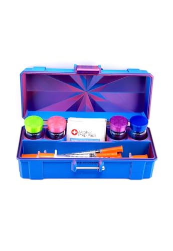 Vial Guard Storage Hard Case for 3ml, 5ml, 10ml, 30ml Vials, Secure Holder Multiple Sizes (Metalic, 4 x 3ml + Storage) - size: 4 x 3ml + Storage